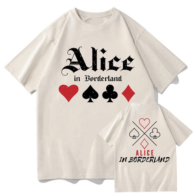 100% Cotton Vintage Alice In Borderlands T-Shirts Summer Letter Unisex Fashion Tour 2026 T Shirts Men/Women Oversize Loose Tees
