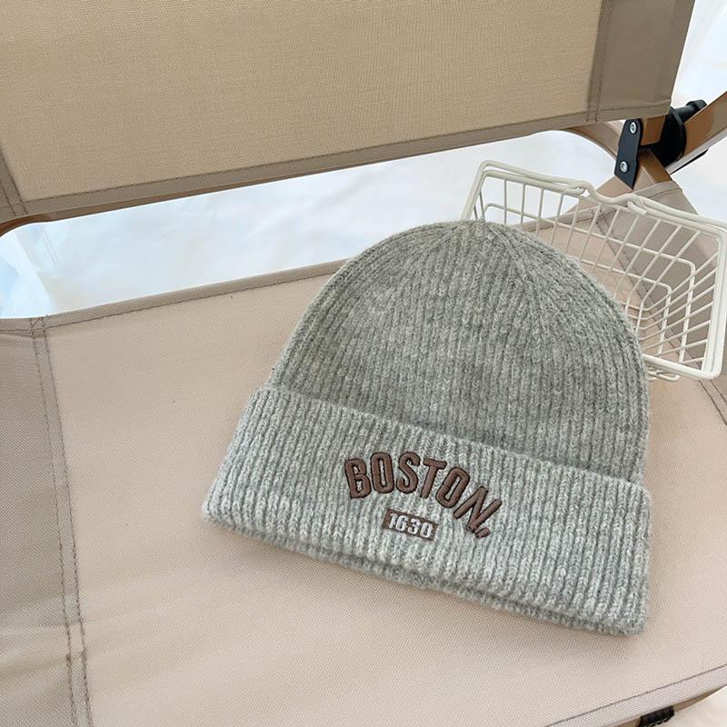 Letter Embroidered Kids Beanie Cap Winter Warm Knitted Wool Hat for Boy Girl Korean Solid Color Children Skullcap 3-10Y