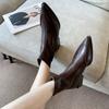6810-1 French Pointed Short Boots Women's 2025 New Autumn and Winter Single Boots Fashion Thick Heel Thin Boots Martin Boots