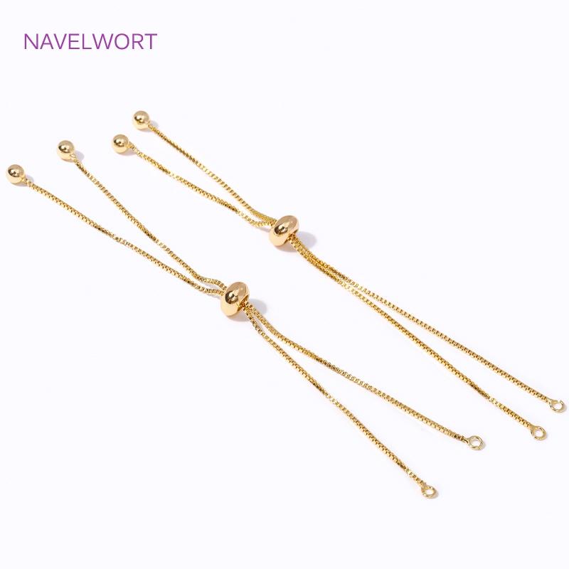 18K Gold Plated Kastenketten Armband Gliederverlängerungskette, Für Schmuckherstellung Zubehör DIY Halsketten Zubehör Großhandel