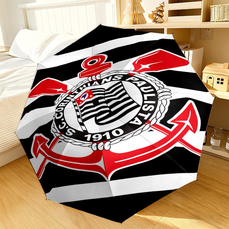 Ombrello con Emblema di Squadra di Calcio a 8 Stecche per Viaggio, Campeggio, Ombrello Leggero Portatile Casual, Essenziale per ogni Famiglia Regalo per le Vacanze