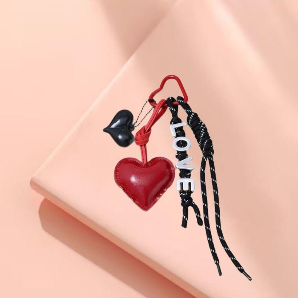 English Letter Braided Rope Car Keyrings PU Love Rope Bag Charm Kids Gifts