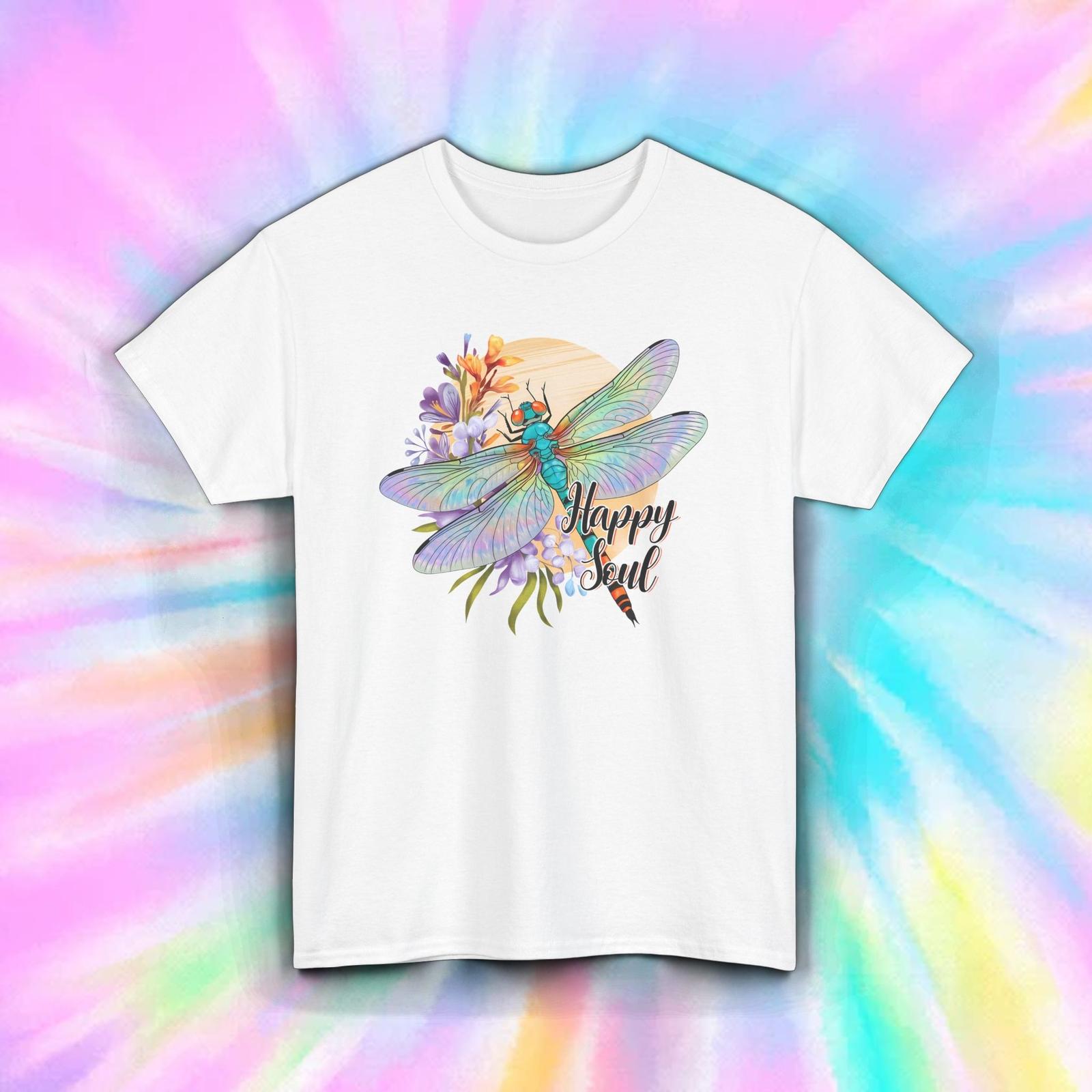 Happy Soul Shirt Colorful Dragonfly Floral Spiritual Boho Graphic Tee S-5XL M