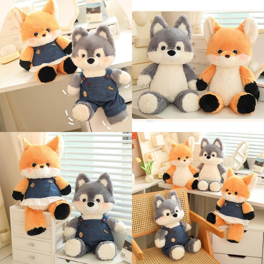 Adorable Fox And Wolf Plush Toys Soft And Cuddly Cartoon Animal Pillows For Kids