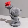 Bear Statue Bear Holding Flower Statue Romantic Flocking Desk Decoration For Mothers Day Valentine's Day For Mom Women Birthday