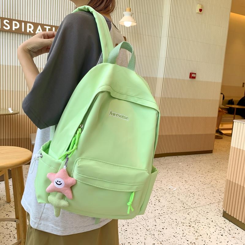 Schoolbag Junior Senior High School Student Solid Color Backpack Women's Backpack