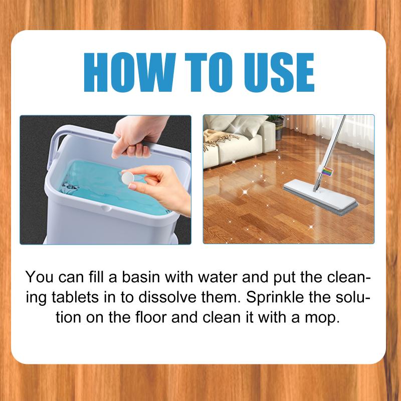 Brightening Floor Cleaning Tablets for Wood Marble Surfaces Strong Stain Removal and Polishing for Household Use