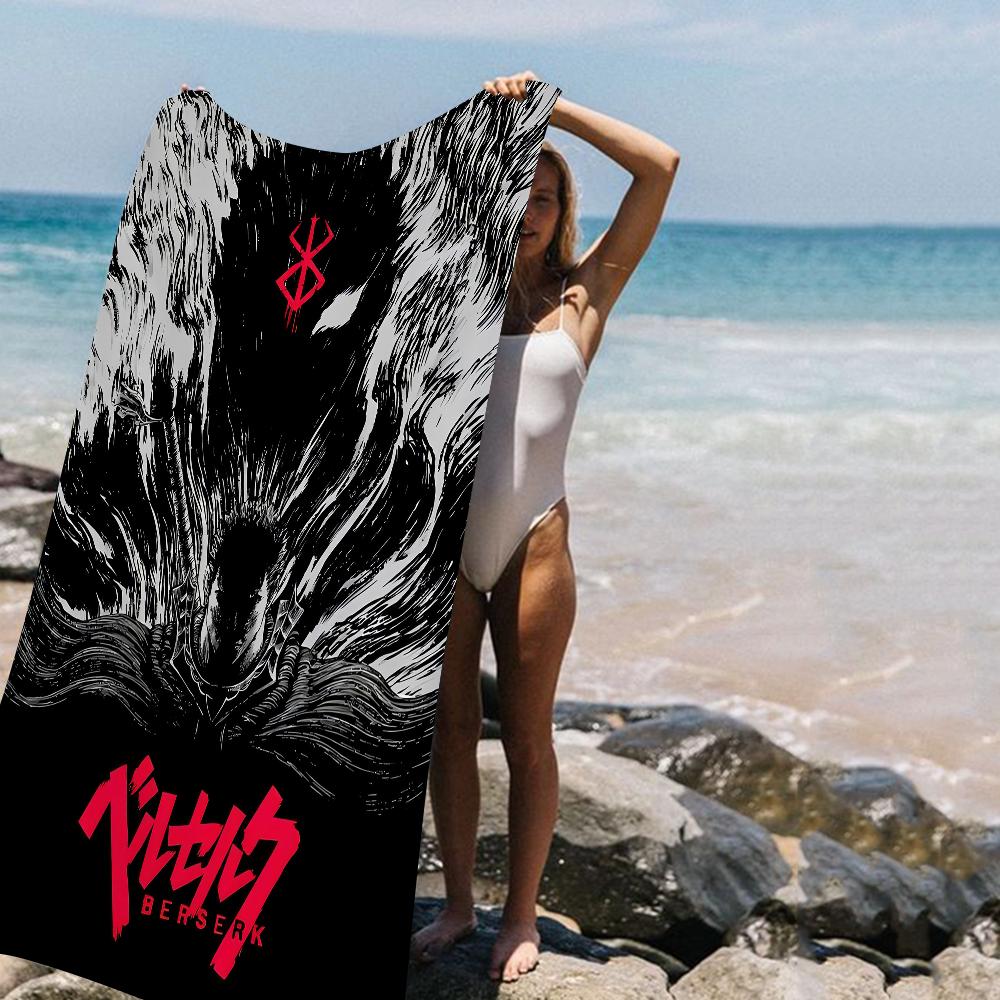 1Pc Berserk Anime Guts & Beast Armor Beach Towel Set Microfiber Soft Quick Dry Bath Towel For Fans Swimming Outdoor