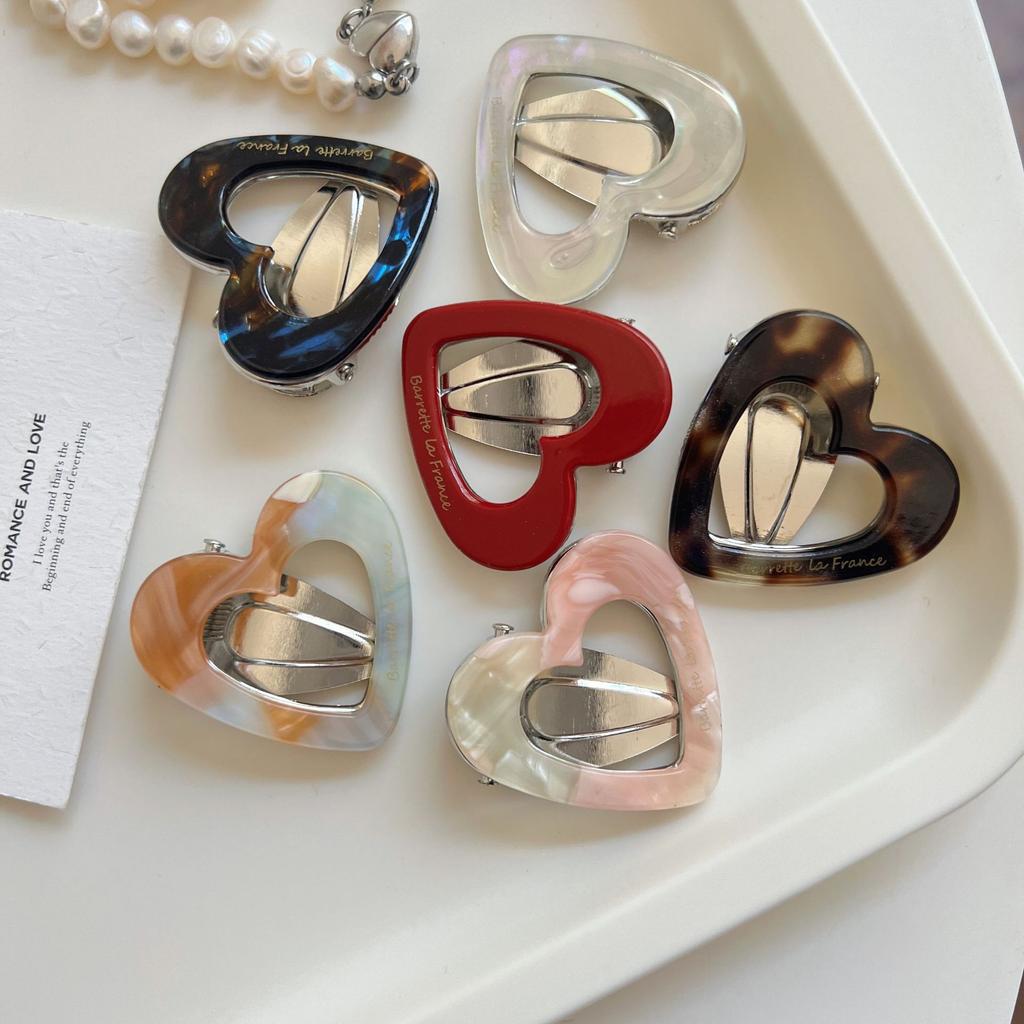 1pc Acetate Hollowed Heart Hair Clip Cute Side Pins Sweet Hairpin Elegant Barrettes Women Hair Accessories