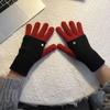 Dual-purpose Color Blocked Knitted Gloves Open-Finger Arm Cover Winter Women Gloves  Daily Use