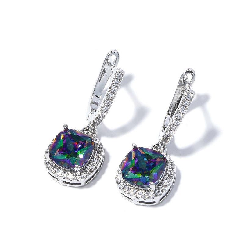 Klasik Üst Düzey Küpeler Hafif Lüks Küpeler Sekiz Kalp Sekiz Ok Zirkon Kakmalı Küpeler