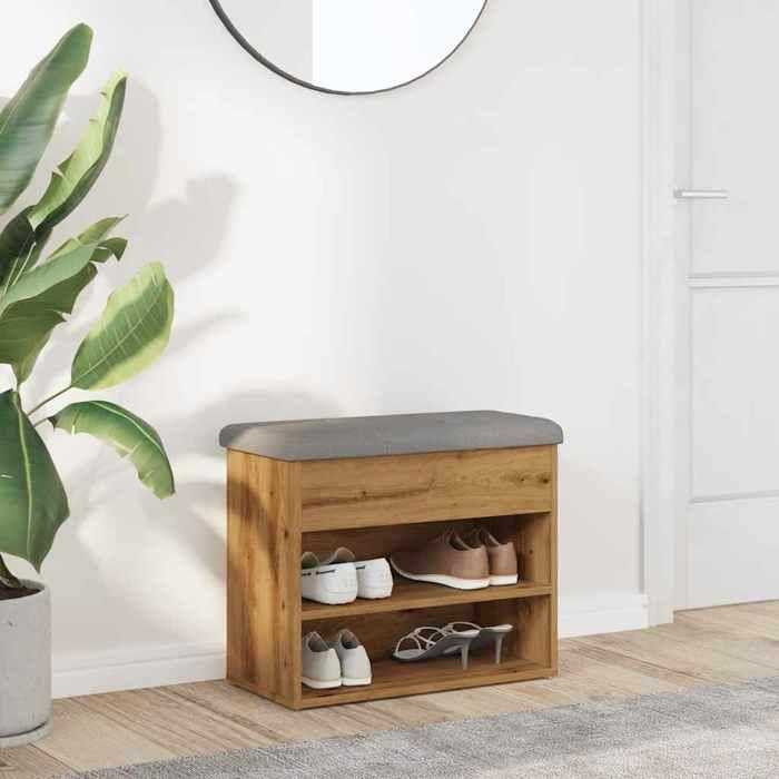 VidaXL Shoe Bench Artisan Oak 62x32x50 Cm Engineered Wood, Bench, Storage Bench, Hallway Seat 857630