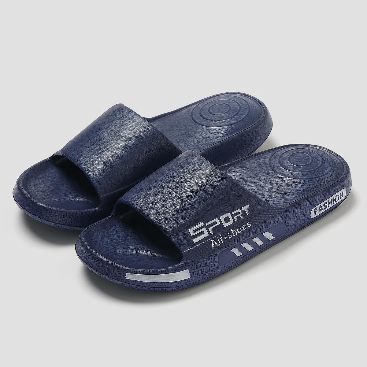 

Большие размеры 48-49, летние мужские тапочки с буквенным принтом, с открытым носком, подошва EVA, шлепанцы для отдыха на открытом воздухе, мужские пляжные шлепанцы на плоской подошве 42-43