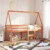 VidaXL High Bed with Roof Brown Wax 90x190 Cm Solid Pine Wood, Bed, Bed Frame, Mezzanine Bed, Bedroom Furniture At 3282100