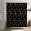 Charming Bathroom Decor: Moon Stars Crescent Moon Print Shower Curtain with Rod Pocket for Home Decoration Black and Gold Floral