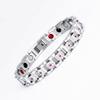 Stainless Steel Magnetic Bracelet With Crystal Floral Design Women Men Fashionable Geometric Style Jewelry
