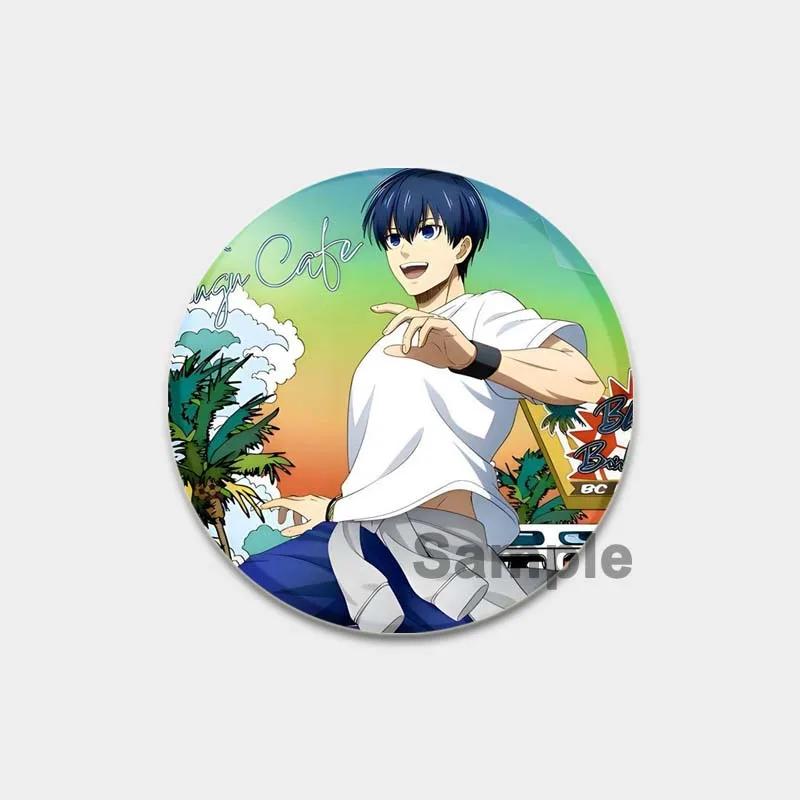 32/44/58 mm runder Anime-Anstecker mit blauem Schloss, Zeichentrickfigur Isagi Yoichi, Brosche, individuell anpassbar, Snap-in-Abzeichen, Cosplay-Zubehör, Schmuck, Geschenke