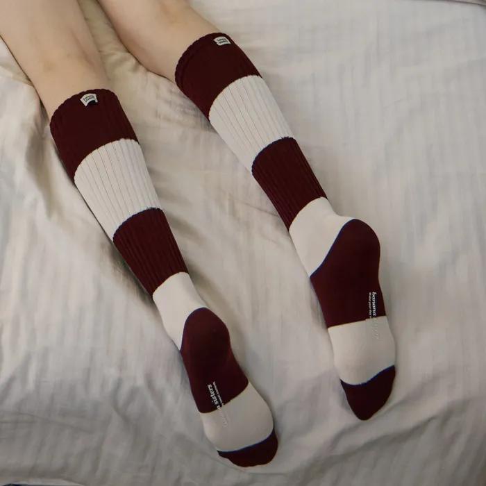 [Banana Sisters] Rugby Block Stripe Knee Socks 2 Colors