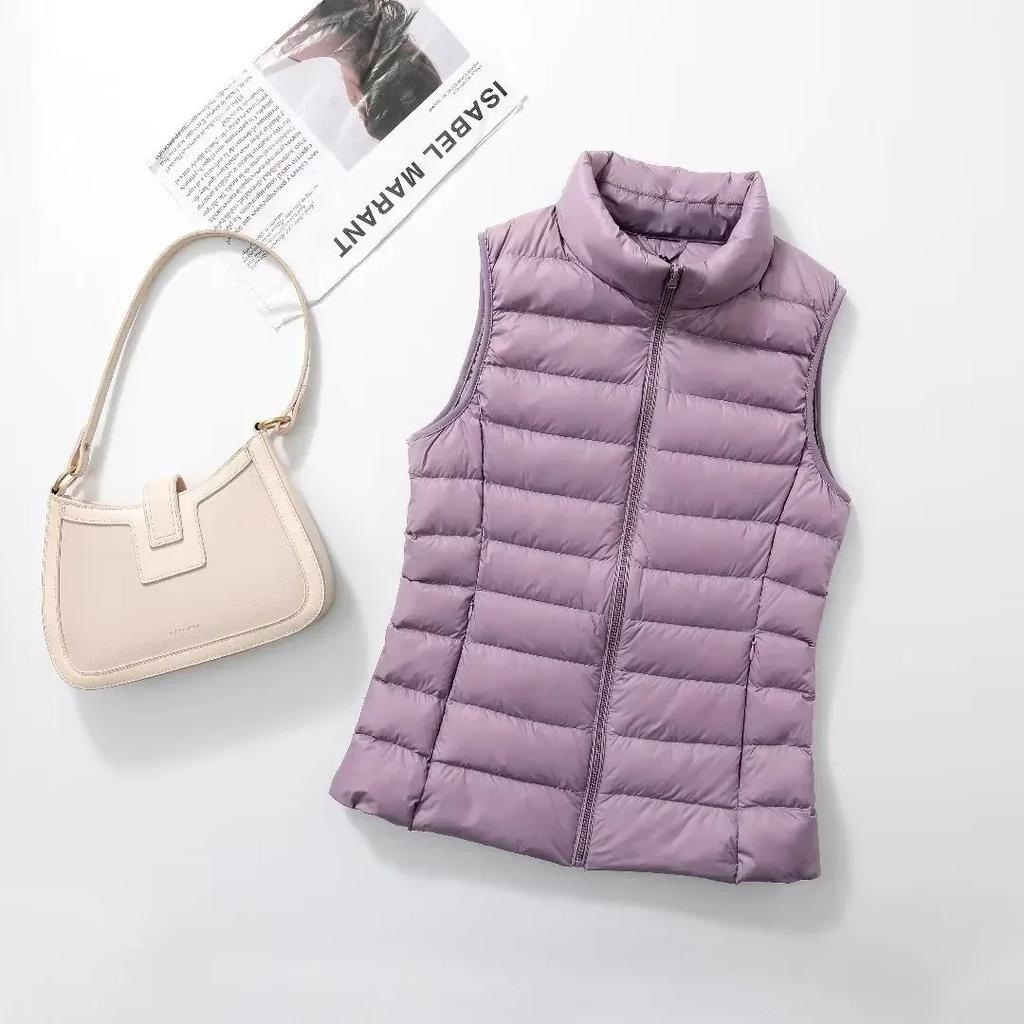 Biela kačacia bunda Dámska vesta Jeseň Zima Vesta bez rukávov Teplá ľahká nafúknutá bunda Dámske topy Outwear