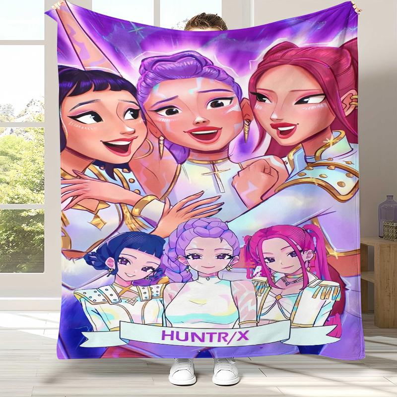 K-Pop Demon Hunters Golden Saja Boys Coperta di Flanella, Coperta in Peluche Ultra Morbida e Calda per Casa Camera da Letto Letto Divano Copertura Ufficio Picnic