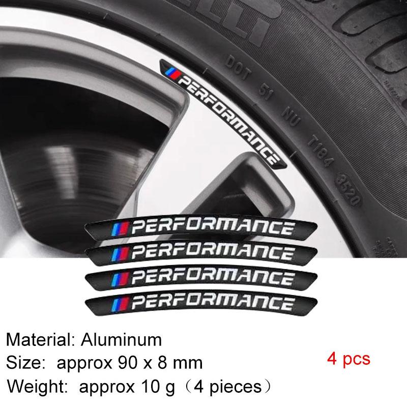 

4Pcs Aluminum Car Wheel Hub Badge Sticker Tire Rim Decor Decal Accessories For BMW Performance M M3 M5 iX5 iX6 E60 E61 E62 E70