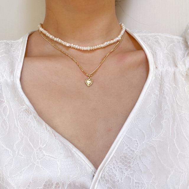 Jemné perlové květinové mašličkové choker náhrdelníky Dlouhý řetízek s přívěskem perlového srdce ve zlatém tónu Náhrdelníky s přívěskem mince Pro stylové šperky Ženy Elegantní Květinové náhrdelníky