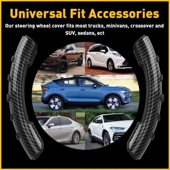 2x Fibre de Carbone Voiture Auto Volant Booster Couverture Antidérapante Universelle