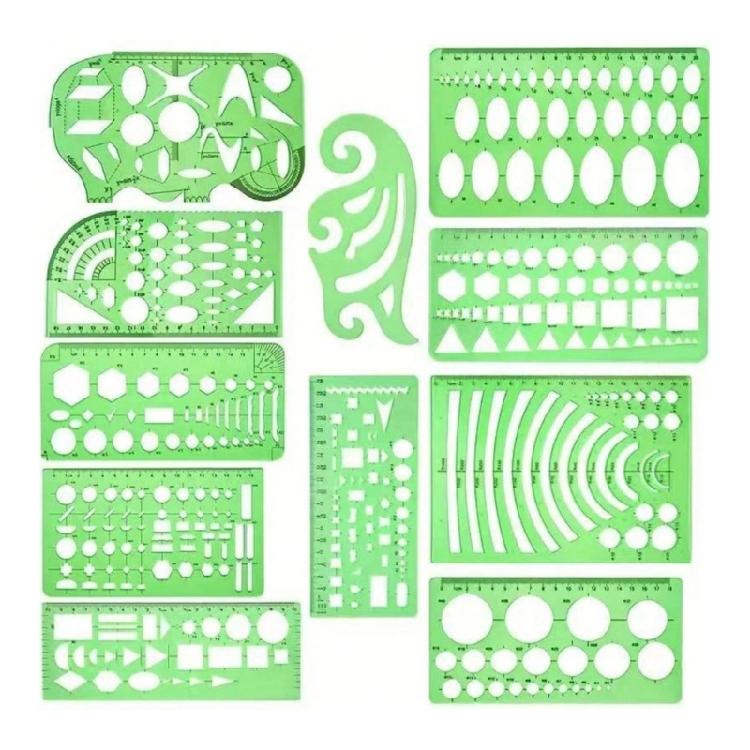 

11Pcs Professional Geometric Drafting Tool Geometric Drawing Templates Set for Architect Drafting Building Engineering 1