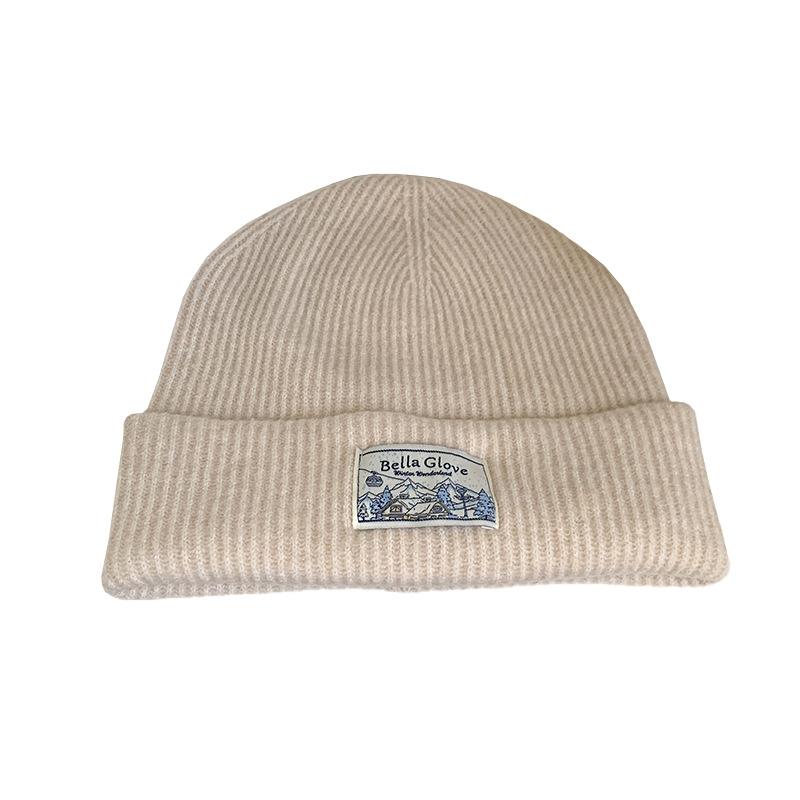 Big head circumference hat Thickened solid color knitted hat Dome wool hat Warm ear protector Cold hat