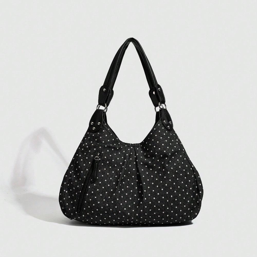 Sac Cabas à Pois Vintage pour Femme Grande Capacité Sac à Bandoulière