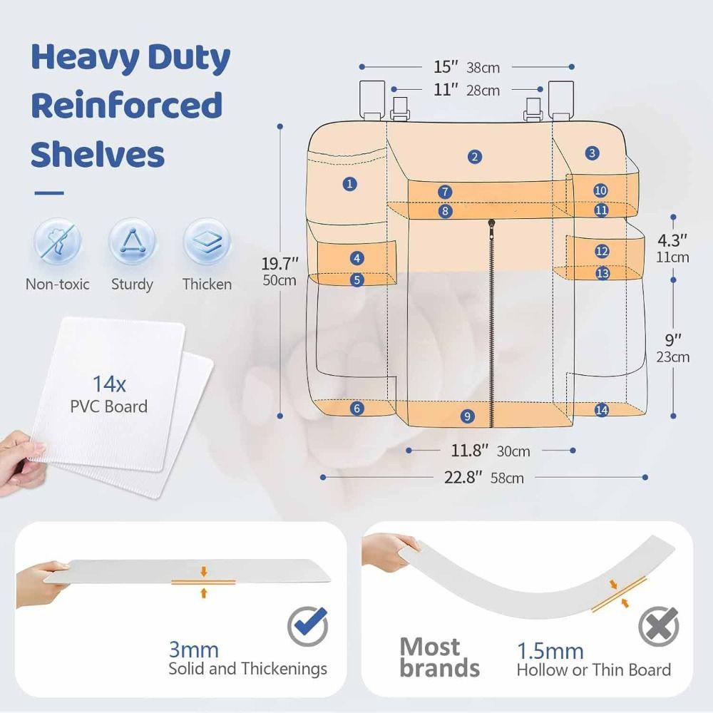 Multi-Pocket Hanging Diaper Container Polyester Changing Table Organizer Bedside Storage Rack  Crib