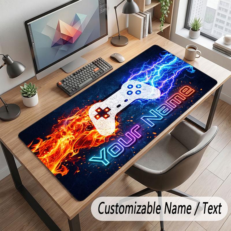 Game Controller Theme Customized Mouse Pad Personalized Print Name Text Desk Mat For Home Office Table Decor
