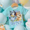 Sommer Kinder T-Shirt Mode Cartoon Anime Bluey Grafik 3D Druck Kinder Kurzarm T-Shirt Locker Lässig Outdoor Jungen und Mädchen T-Shirts Tops
