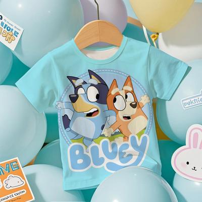 Letné detské tričko Módne Kreslené Anime Bluey Grafické 3D Potlač Detské Tričko s Krátkym Rukávom Voľné Bežné Vonkajšie Chlapčenské a Dievčenské Tričká Top