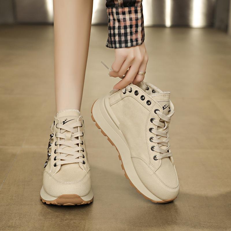 Campus canvas shoes new summer platform muffin high-top shoes heightening denim Martin with skirt sneakers