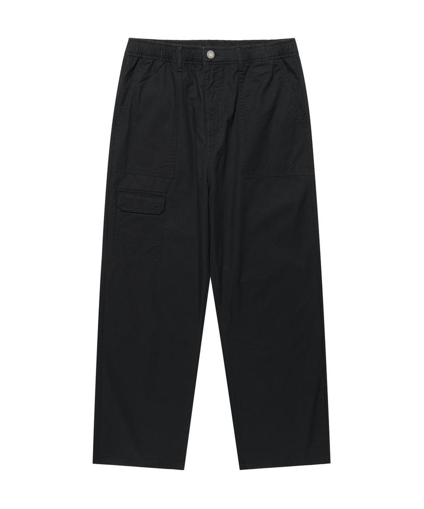WACKY WILLY Straight Cotton Fatigue Elastic Pants Black