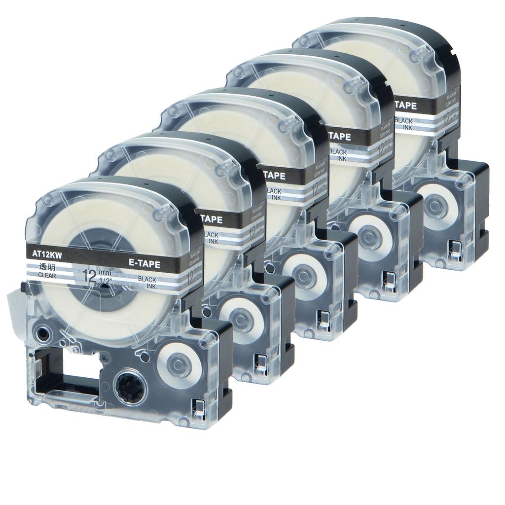 3/5/10PK 12mm Standard Label Tapes Compatible for EPSON LW-400 LK-4WBN SS12KW SS18KW Label Ribbon for KingJim SR230C Label Maker