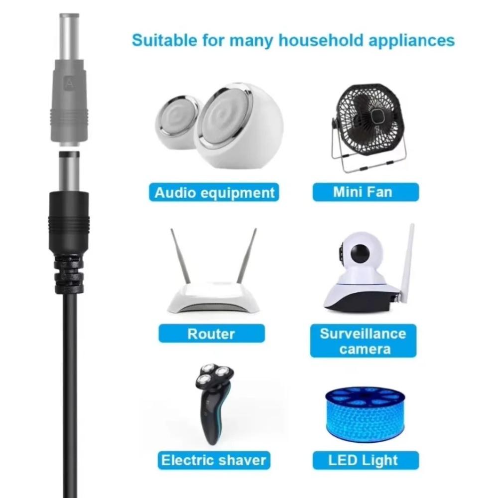 8 In 1 DC Power Supply Cable USB To 5.5x2.1mm Jack Multi Size Connector Tips 5V Charging Cord For CCTV Camera TV Box Home Electronic Equipment