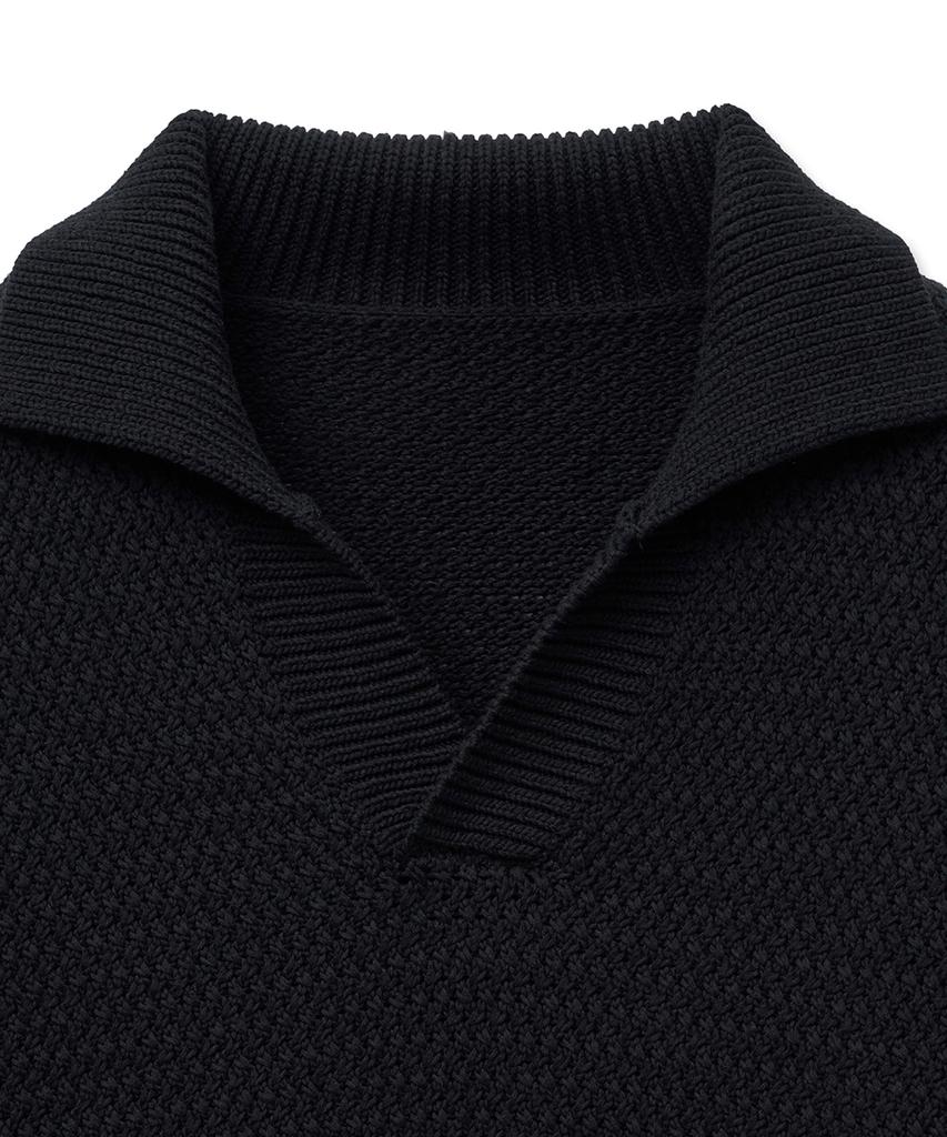 NOIRER Oversized Heavy Polo Knit (Black)