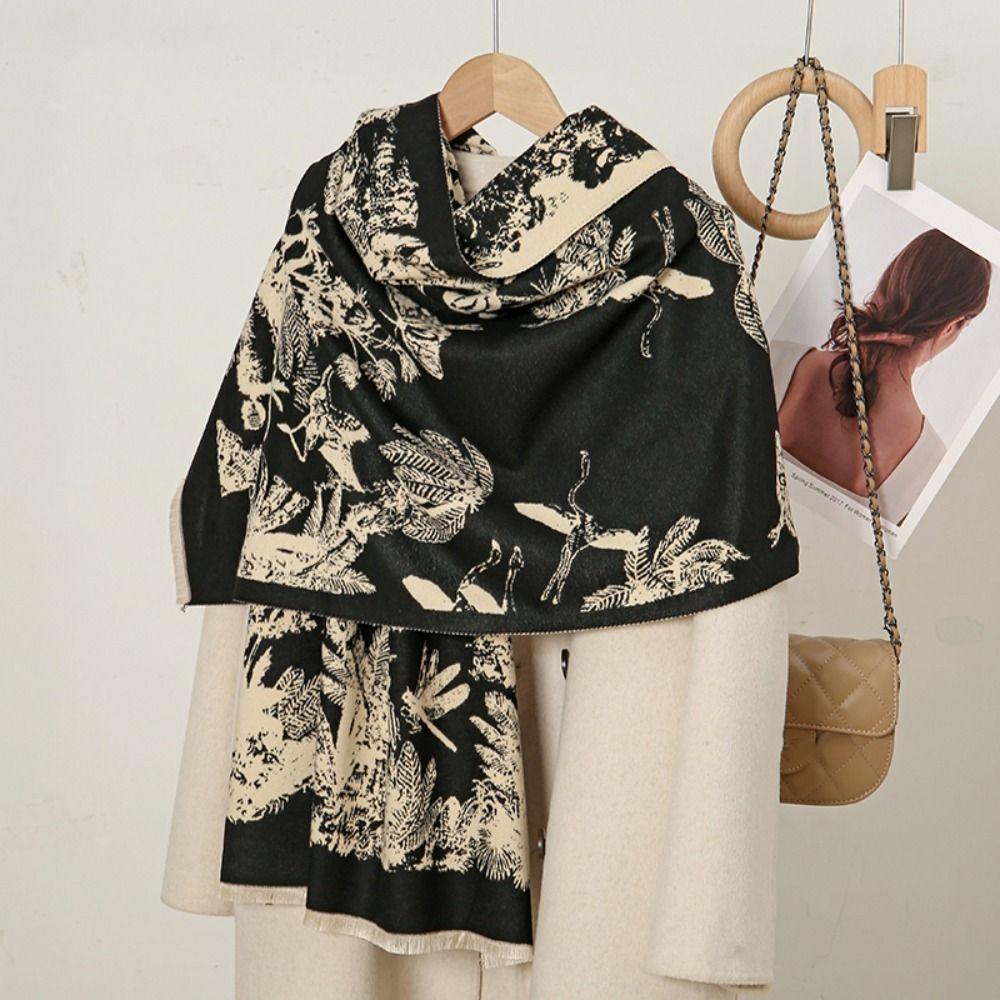 Large Ethnic Style Scarf Bohemia Winter Tassel Scarves Retro Imitation Cashmere Shawl  Student