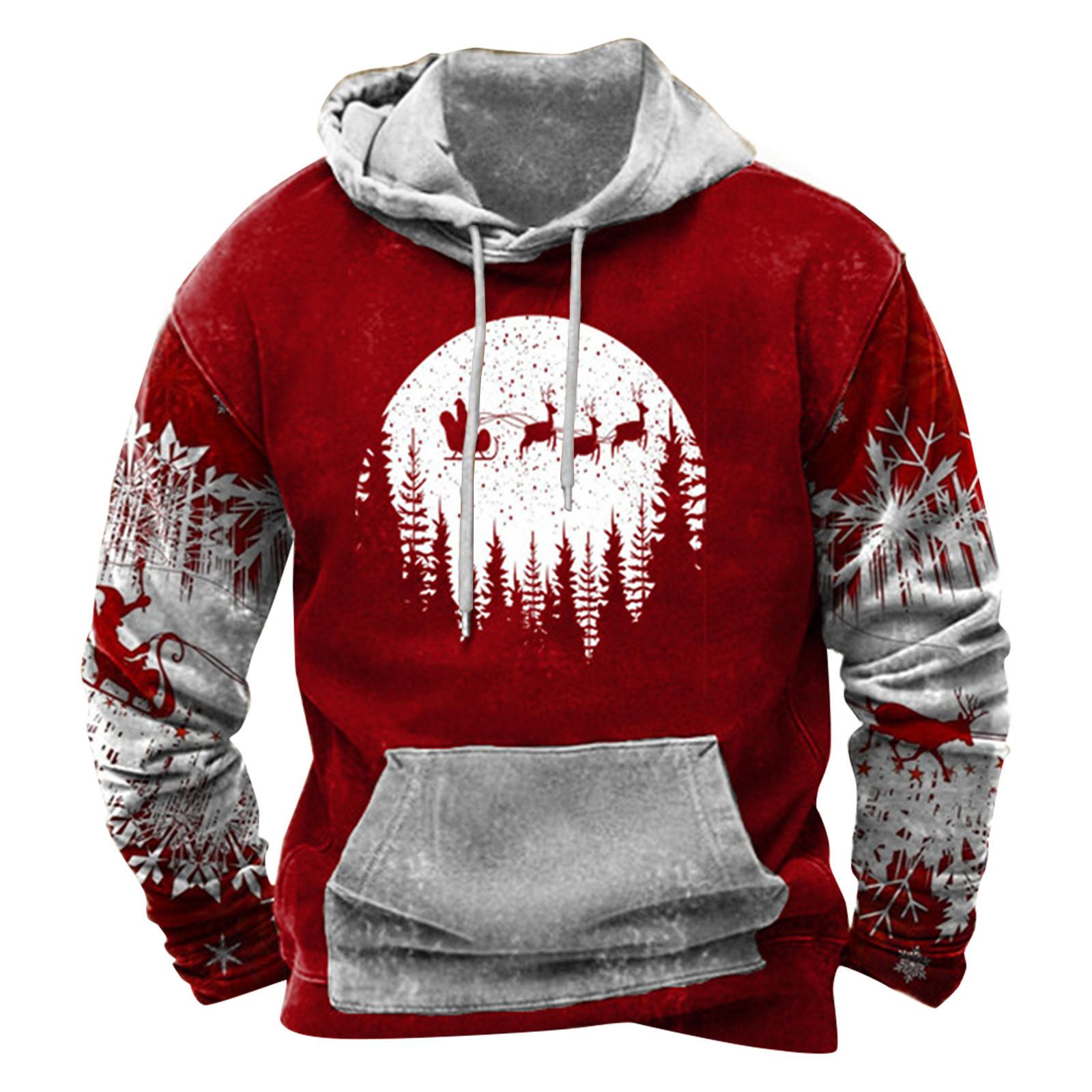 

Модный свободный мужской и женский свитер с капюшоном с длинным рукавом и принтом XXXXL красный