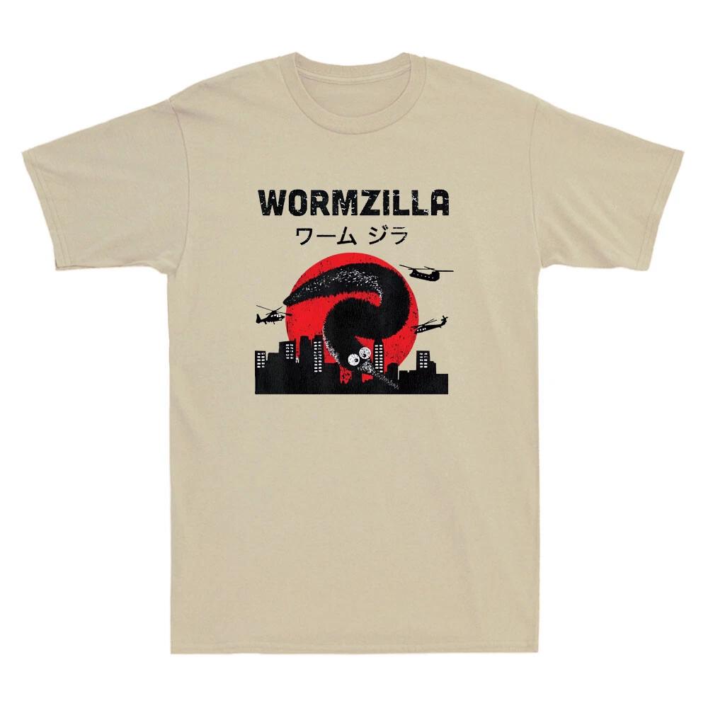 Wormzilla Funny Worm On A String Meme Japanese Magic Worms Vintage Men s T-Shirt 2XL