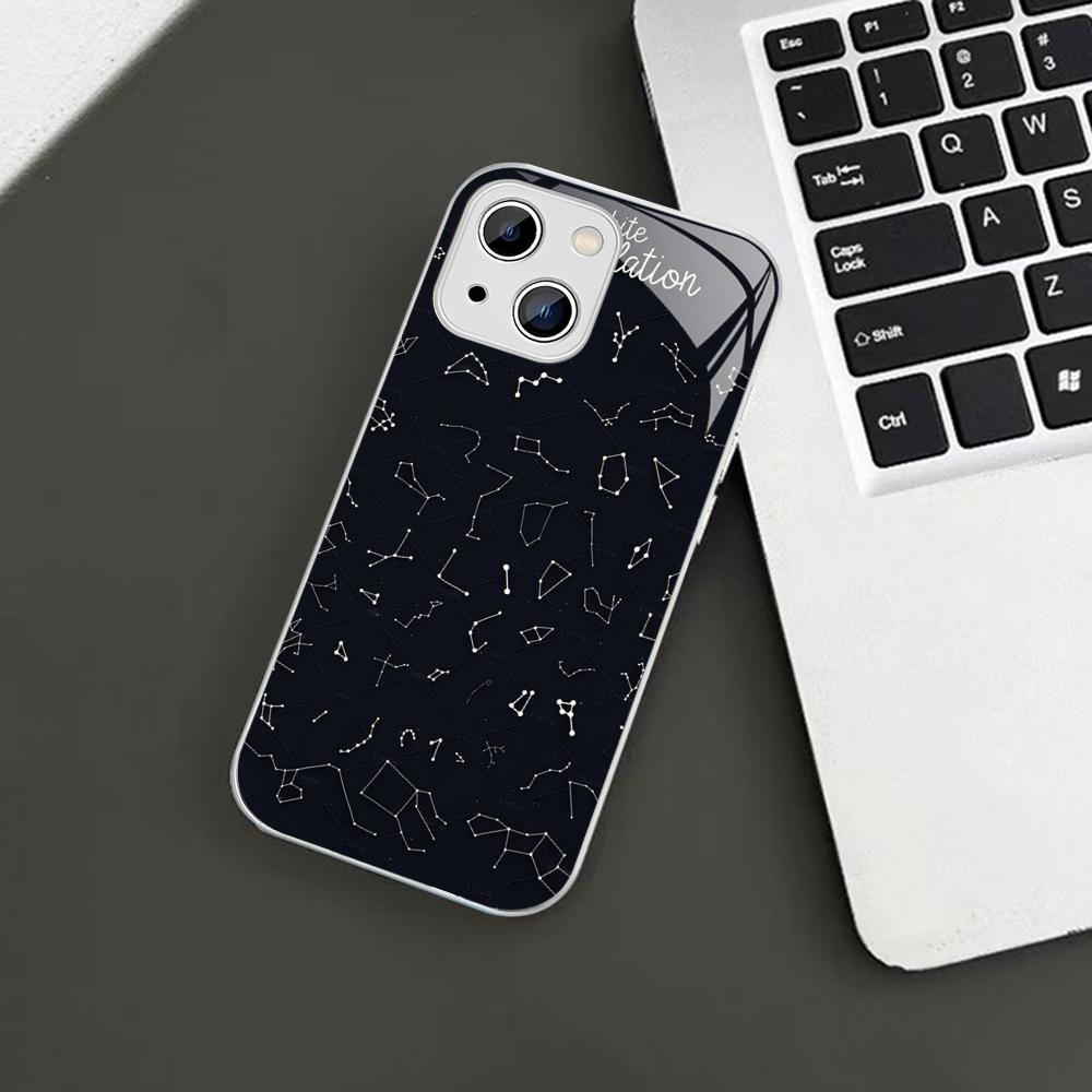 Twelve Constellations Pattern Phone Case For iPhone 14 13 12 Mini 11 Pro XS Max X XR 14 Plus Tempered Glass Cover
