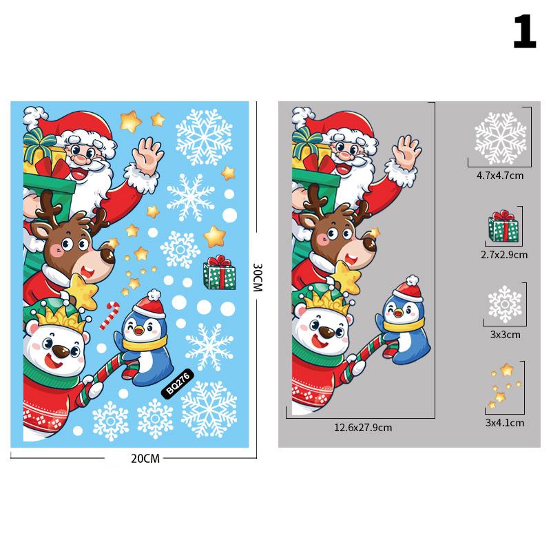 Merry Christmas Window Stickers Santa Claus Elk Snowman Designs For Home 2026 Party Supplies Ornaments Removable Wall Decals