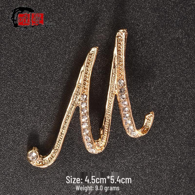 Men's Suit Jacket Brooch: Elegant English Letter Pin for a Stylish Touch