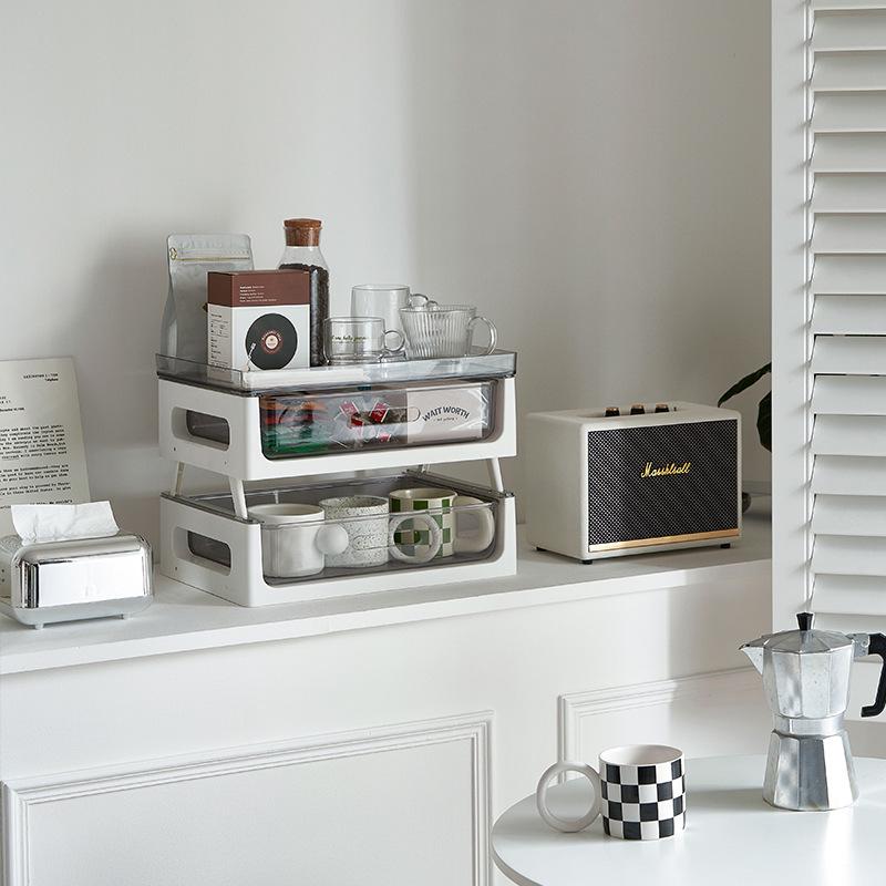Desktop Storage Rack and Cup Holder for Tea and Coffee Accessories