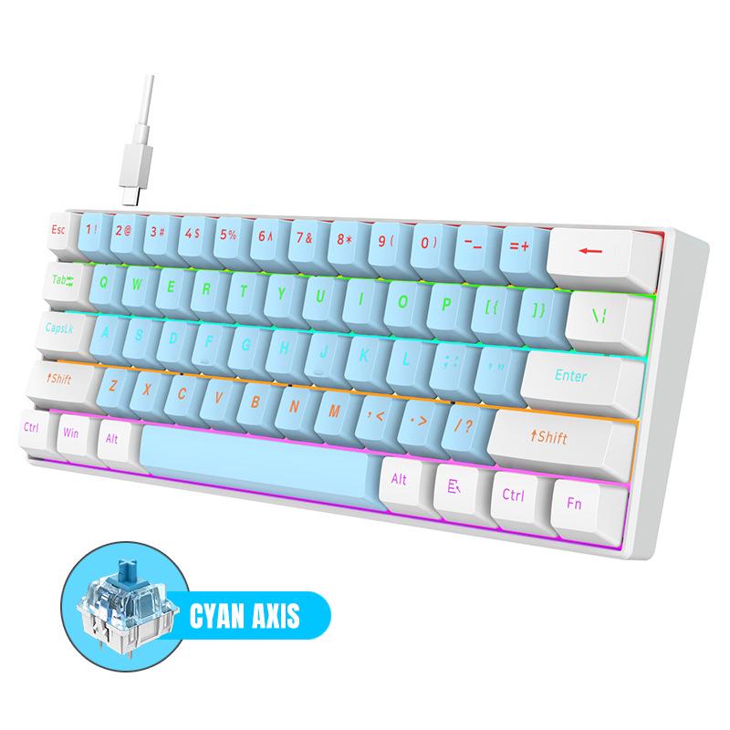K98 Mechanical Keyboard with Blue or Red Axis, Wired Connection, Dual-Color Injection Keycaps for Gaming