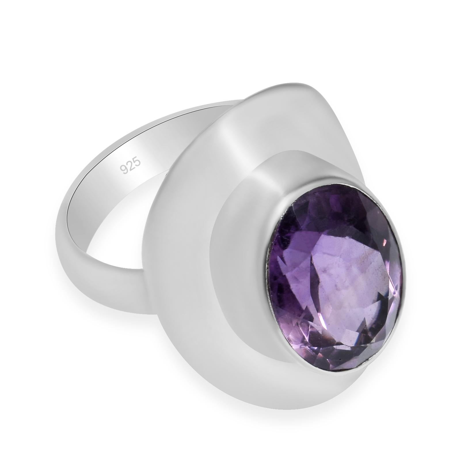 

Кольца овальной формы ручной работы из стерлингового серебра 925 пробы с натуральным аметистом для женщин и девочек