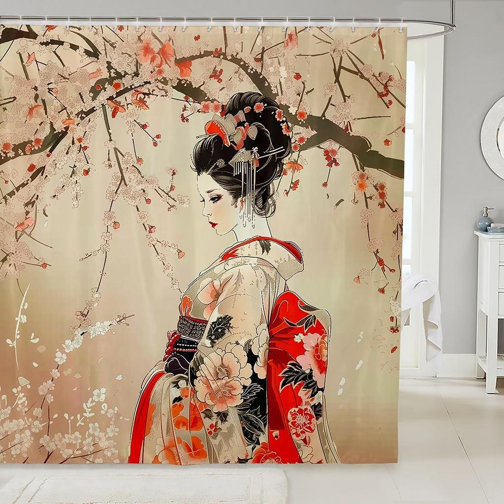 Samurai Fabric Shower Curtain Japanese Style Shower Curtain for Kids Boys Girls Vintage Dragon Bathroom Waterproof Accessories