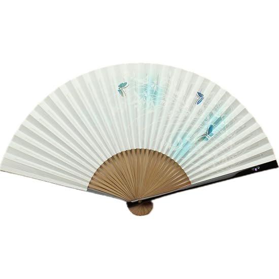 Kyoto Folding Fan: Dance of the Butterflies (Blue), Made in Japan, Kyoto, Women's Paper Folding Fan,